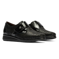 Zapato Pitillos mujer negro con velcro y ancho especial