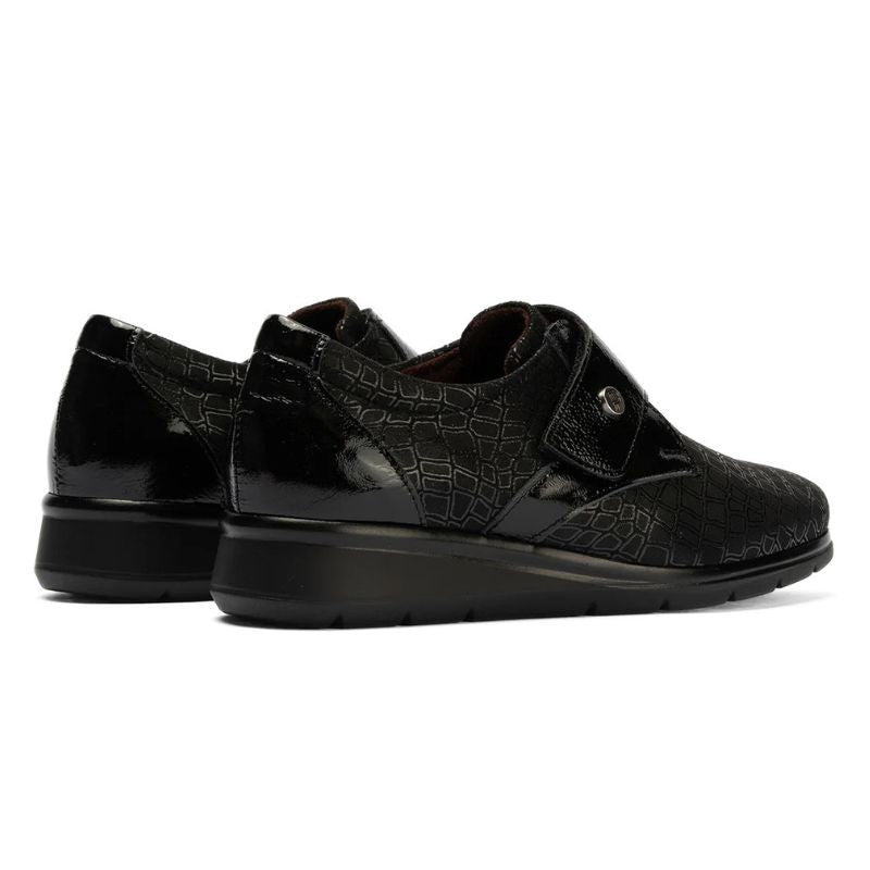 Zapato Pitillos mujer negro con velcro y ancho especial
