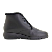 Botín Valerias 2917 piel color negro con pelo y cordones