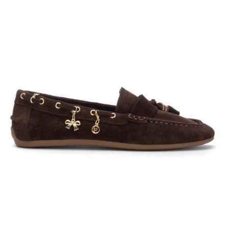 Carmela 164147 Mocasín mujer con borlas en serraje marrón