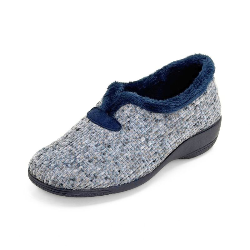 Zapatilla de casa Cabrera 5647 gris y azul tipo tweed