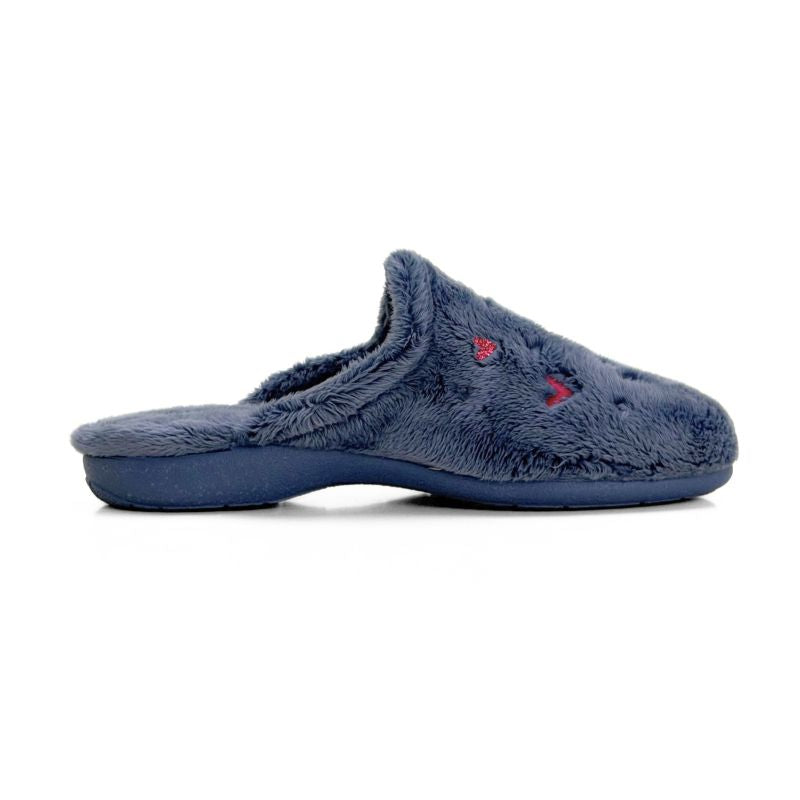 Zapatilla de casa mujer Cabrera 4558 azul con corazones