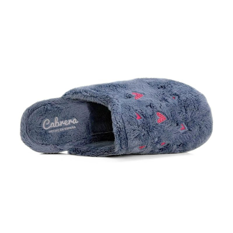 Zapatilla de casa mujer Cabrera 4558 azul con corazones