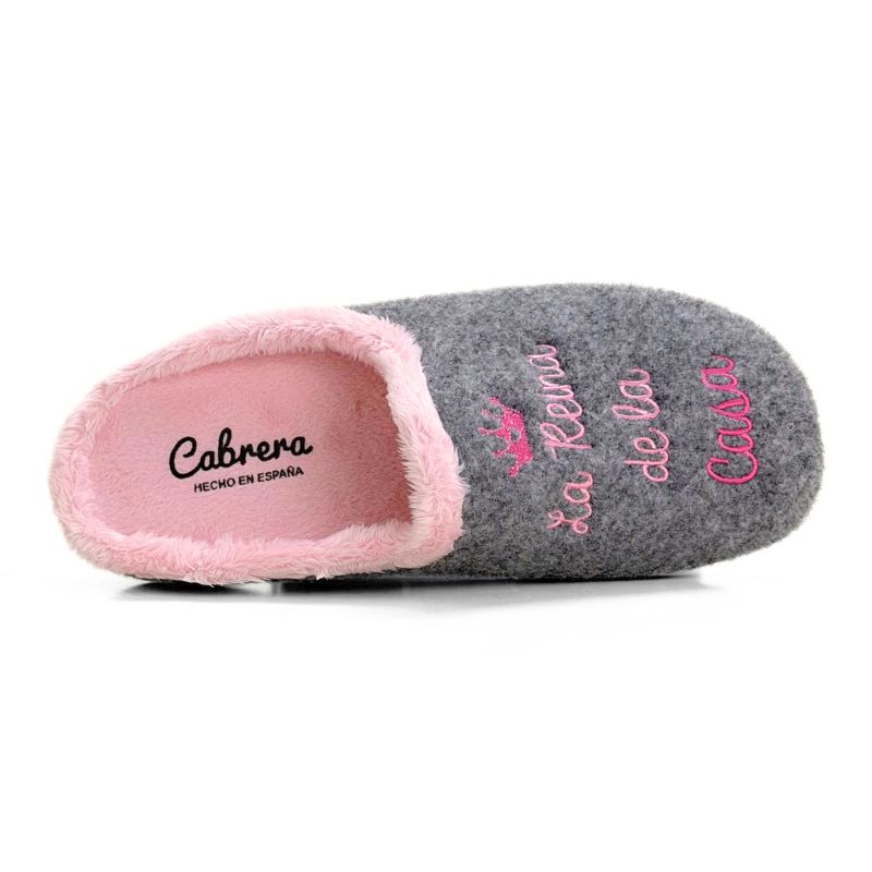 Zapatilla de casa Cabrera 3029 gris "La Reina de la Casa"