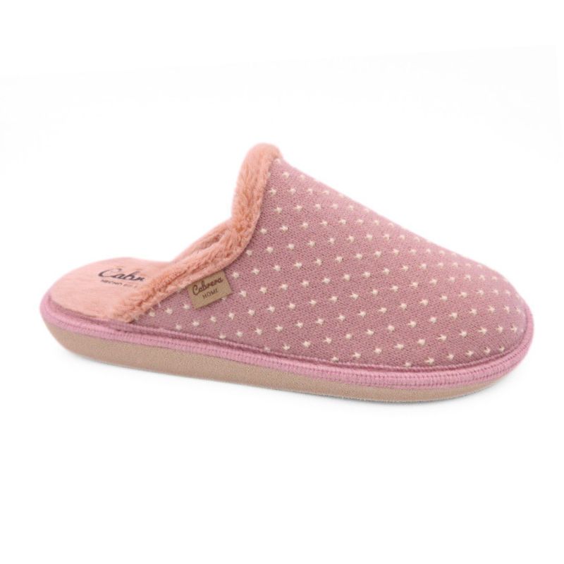 Zapatilla de casa Cabrera mujer rosa con lunares