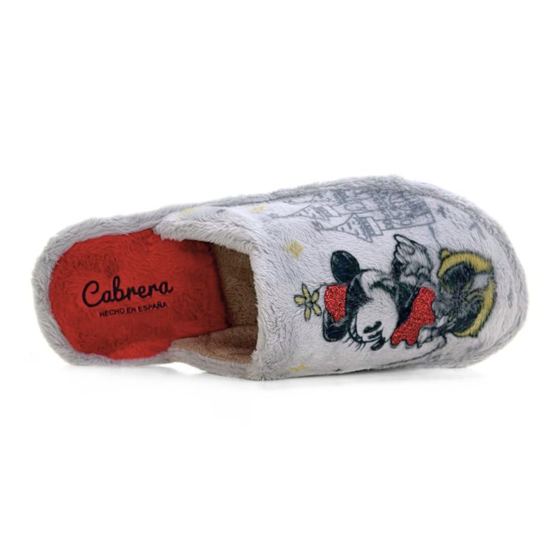 Zapatilla de casa Cabrera 2003 Mickey y Minnie gris