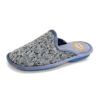 Zapatilla de casa Biorelax 4649 tejido tipo tweed azul grisáceo