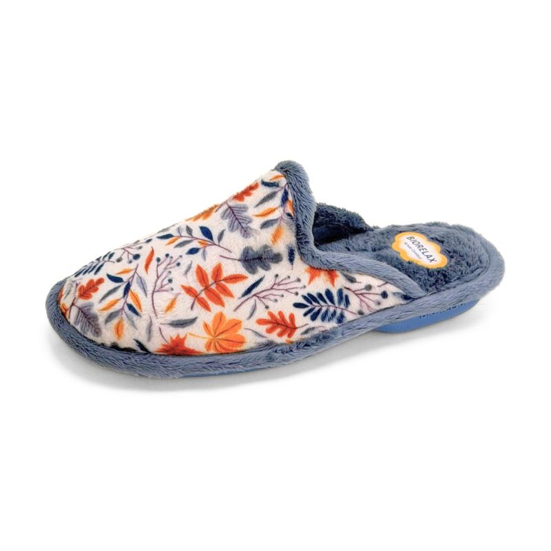 Zapatilla de casa Biorelax 4538 hojas multicolor azul