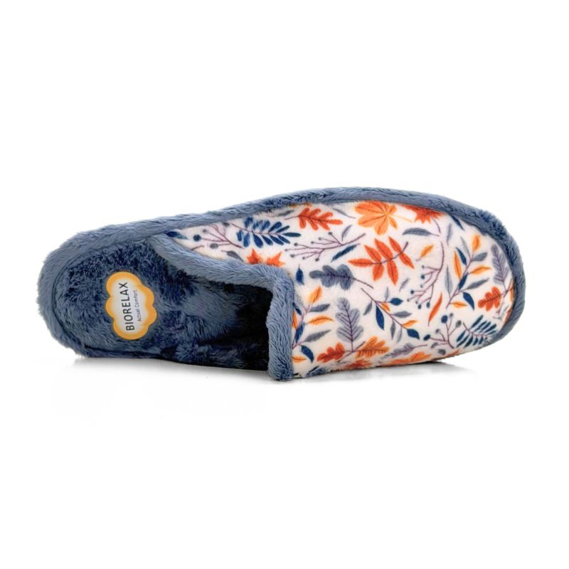 Zapatilla de casa Biorelax 4538 hojas multicolor azul