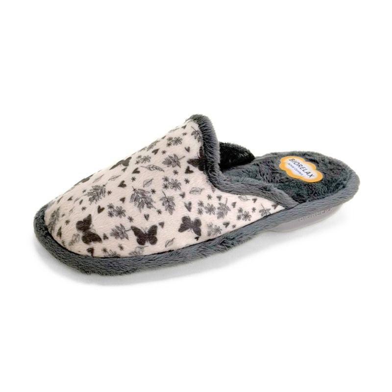 Zapatilla de casa Biorelax 4502 gris con mariposas