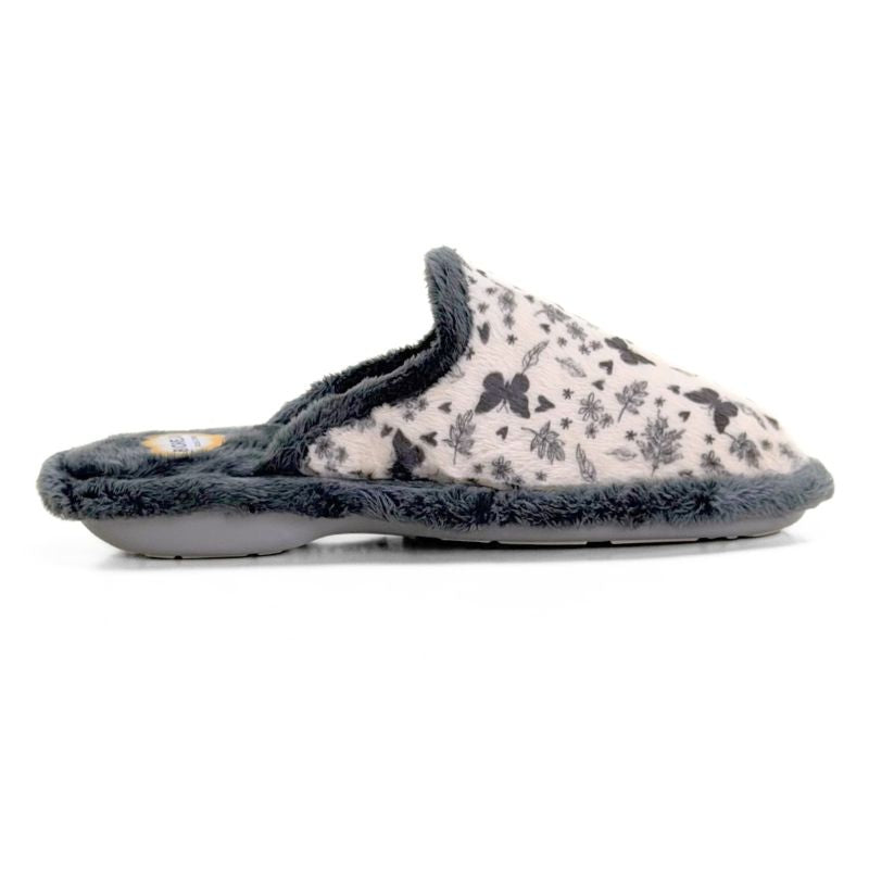 Zapatilla de casa Biorelax 4502 gris con mariposas