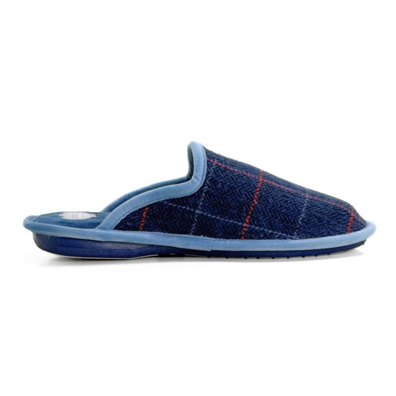 Zapatilla de casa Biorelax 1409 de cuadros azul marino