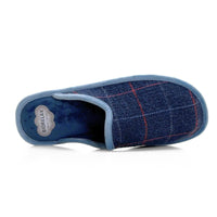 Zapatilla de casa Biorelax 1409 de cuadros azul marino