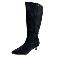 Bota alta Isteria 1303 negra de antelina con tacón chupete