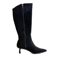 Bota alta Isteria 1303 negra de antelina con tacón chupete