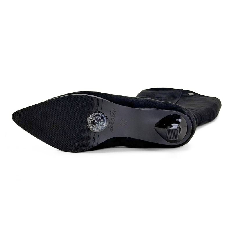 Bota alta Isteria 1303 negra de antelina con tacón chupete