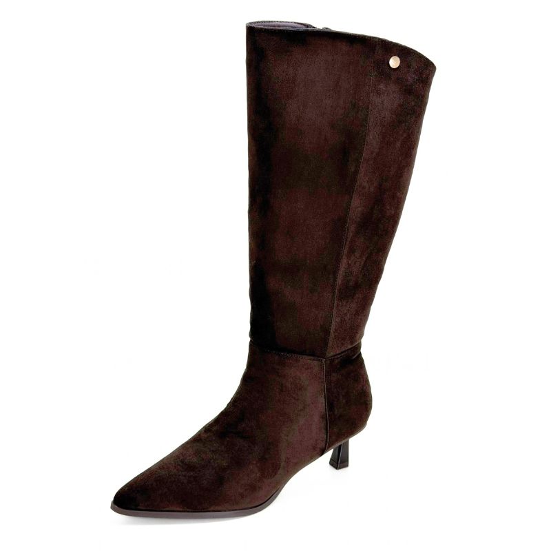 Bota alta Isteria 1303 marrón moka de antelina con tacón chupete