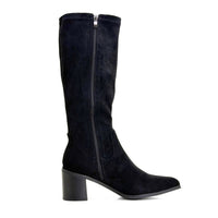 Bota alta Isteria 1329 negra tejido elástico ante con tacón