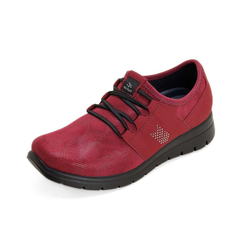 Zapato casual Fly Flot mujer burdeos con cordones elásticos