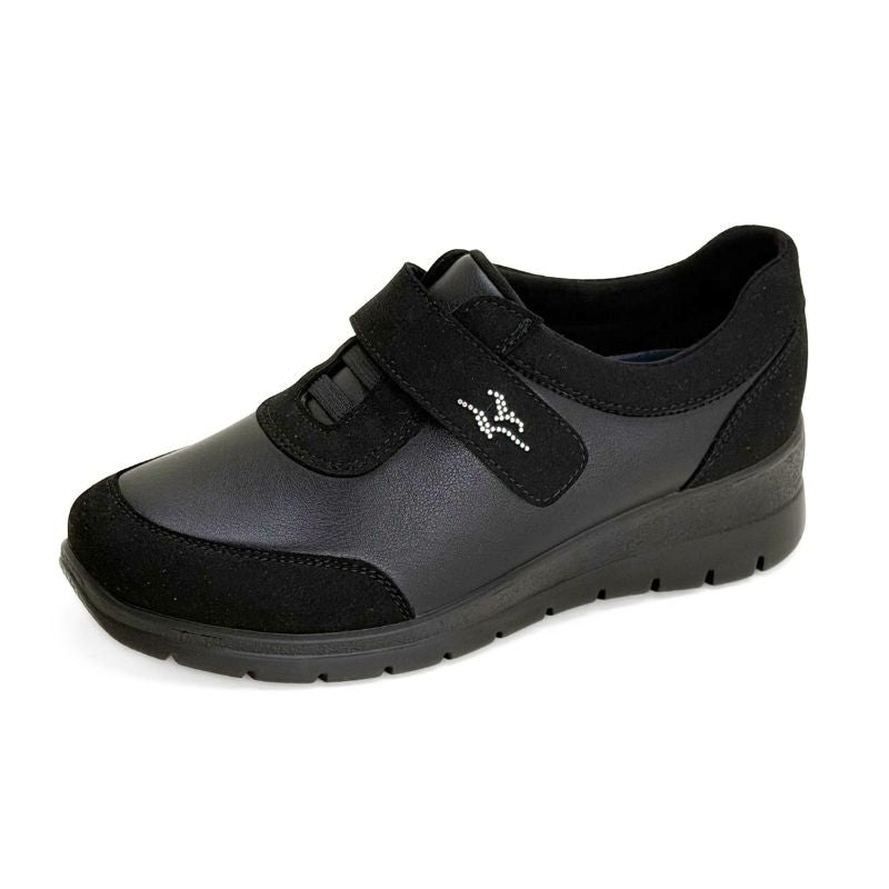 Zapato Fly Flot casual mujer negro con velcro