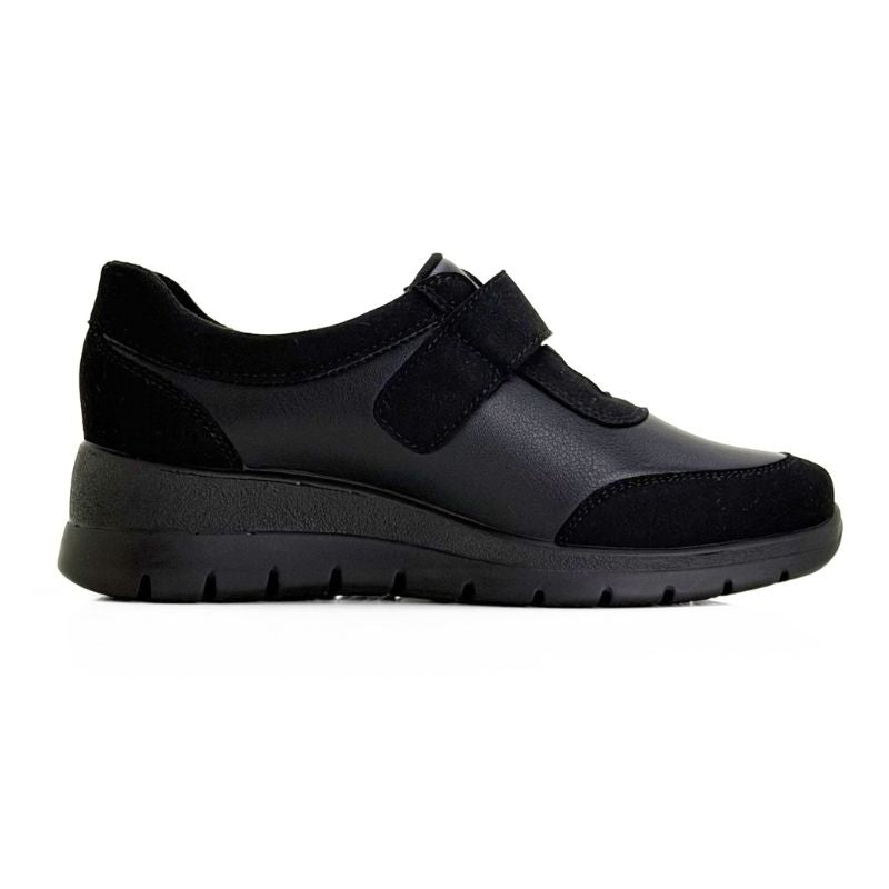 Zapato Fly Flot casual mujer negro con velcro