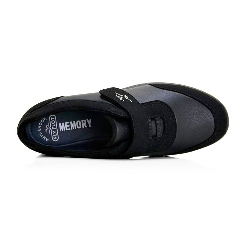Zapato Fly Flot casual mujer negro con velcro