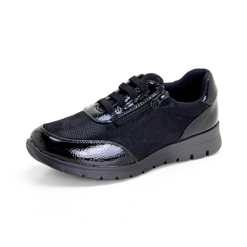 Zapato casual Treintas L4674 negro con cuña y cremallera lateral