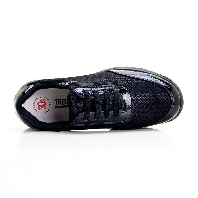 Zapato casual Treintas L4674 negro con cuña y cremallera lateral