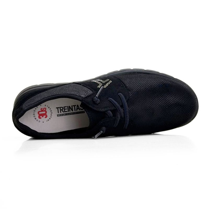 Treintas L4673 Zapato deportivo elástico negro mujer