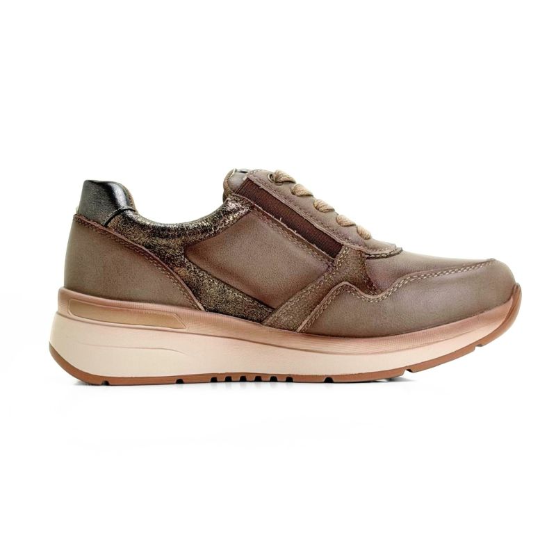 Deportiva casual Treintas mujer taupe con cremallera