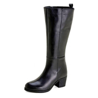 Bota alta Treintas L1504 de piel negra con tacón