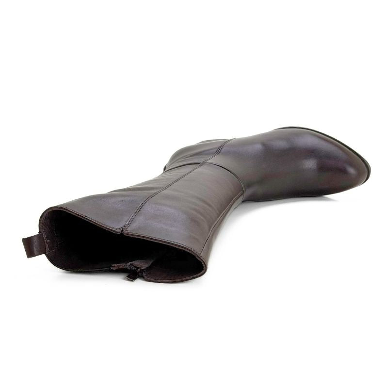 Bota alta Treintas L1504 de piel marrón con tacón