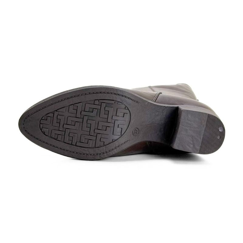Bota alta Treintas L1504 de piel marrón con tacón