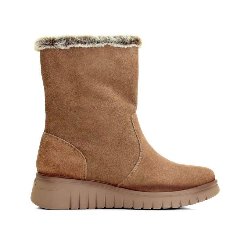 Bota Treintas mujer taupe con detalle de pelo