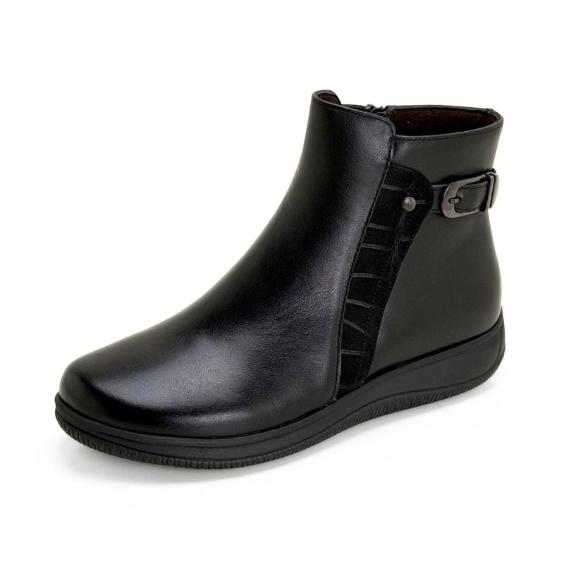 Botín Treintas 4608 de piel negro con cremallera lateral