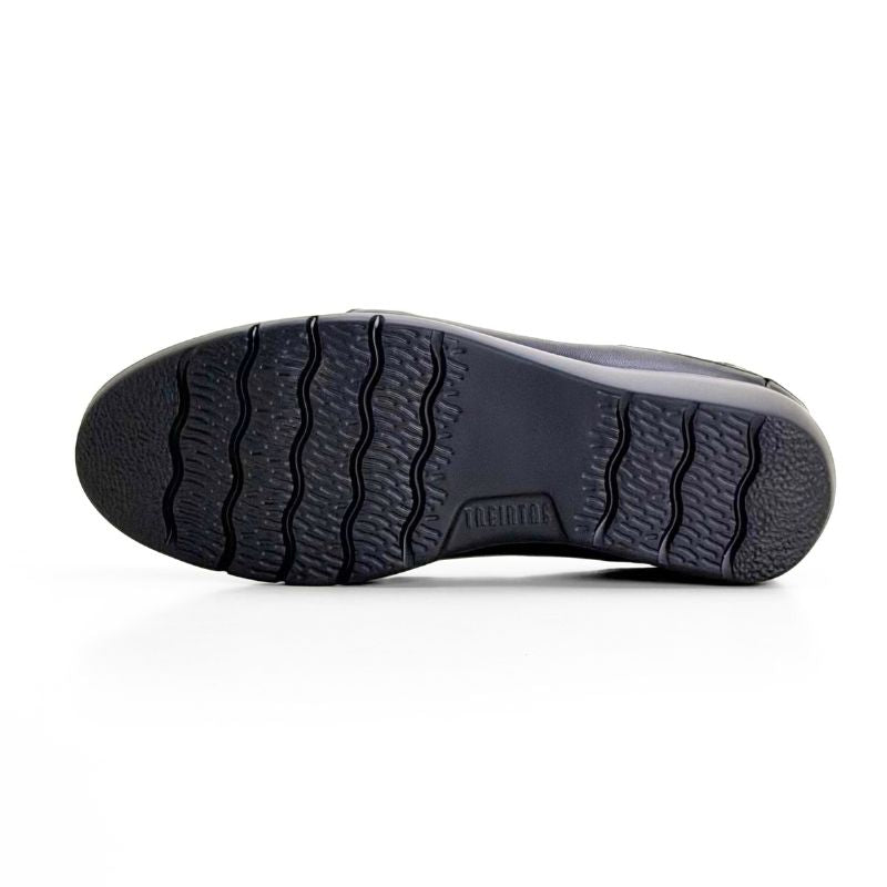 Mocasín Treintas 4604 negro combinado con cuña y elásticos laterales