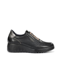 Fluchos F2096 Zapato deportivo de cuña con cordones elásticos negro