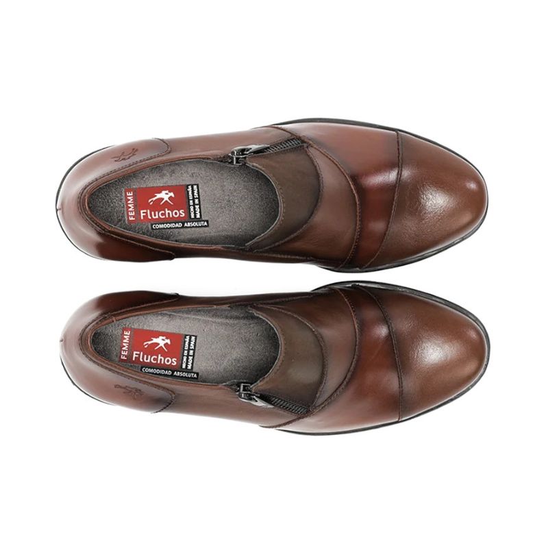 Fluchos Nydia F1802 Zapato piel tacón marrón mujer