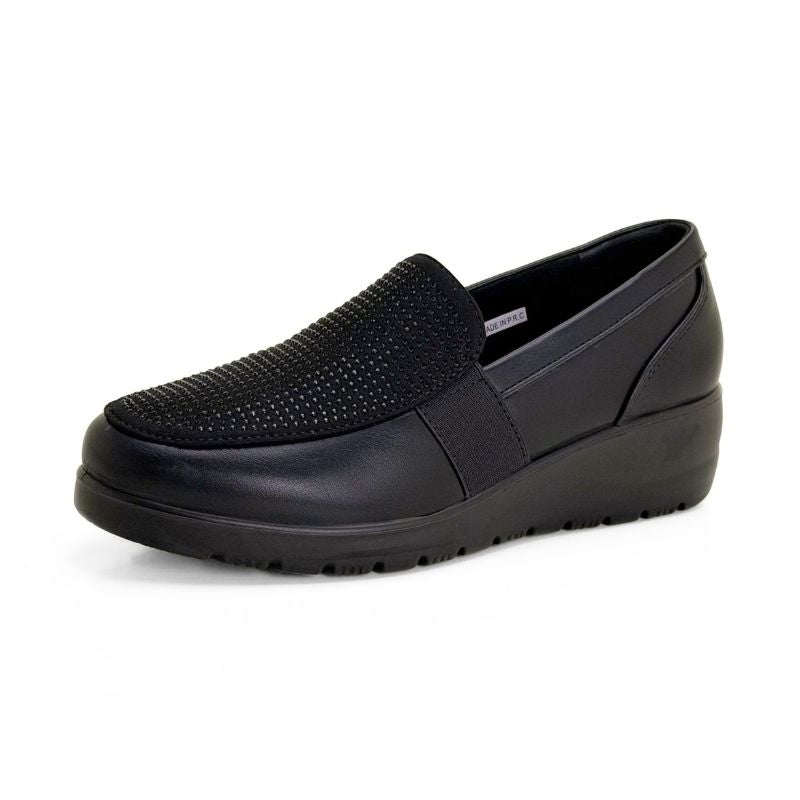 Mocasín Doctor Cutillas 45410 negro con cuña media para mujer