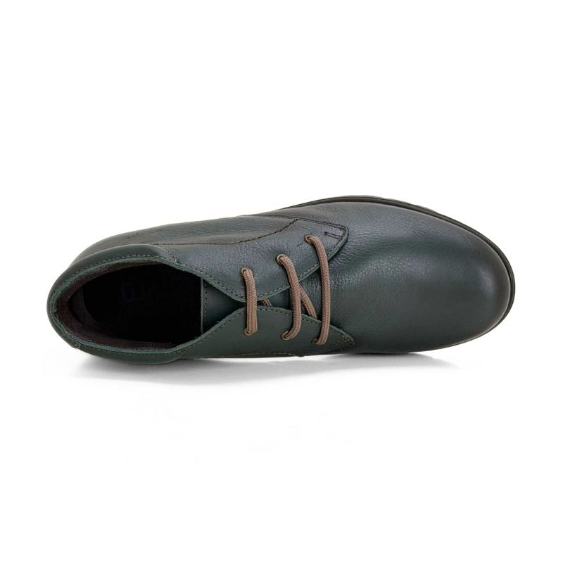 Botín Tupie mujer de piel verde con cuña y cordones
