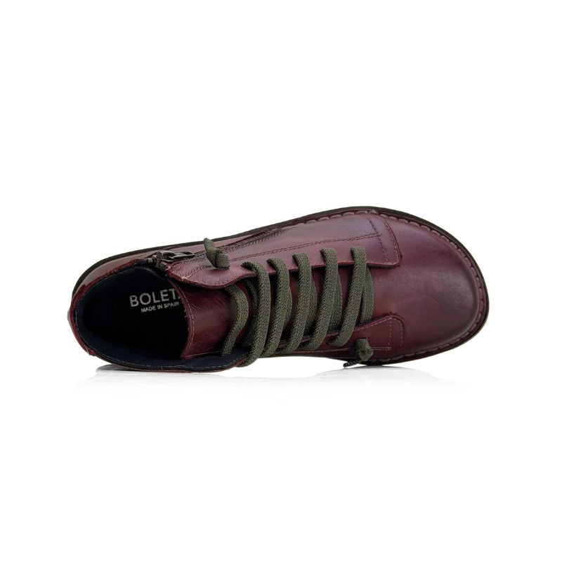 Boleta 3012 Botín casual mujer burdeos con cordones elásticos