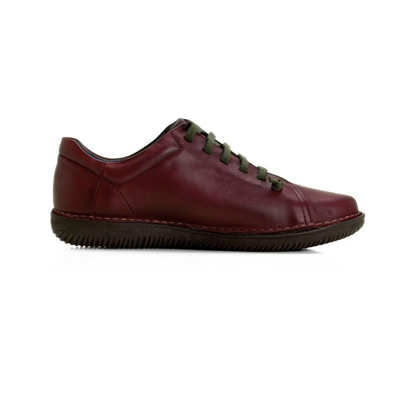 Zapato casual Boleta mujer burdeos con cordones elásticos